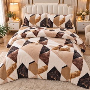 Lenjerie pat dublu, Super Pufoasa COCOLINO, 4 piese, abstract, bej Lenjerie pat dublu, Super Pufoasa COCOLINO, 4 piese, abstract, bej