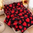 Lenjerie pat dublu cu Elastic, Super Pufoasa COCOLINO, 4 piese, negru, rosu, inimioare [3]