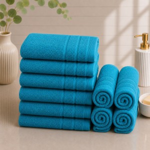 Set 10 prosoape mici, Terry, 30x50cm, din 100% bumbac pakistanez,  600g, Albastru Bleu