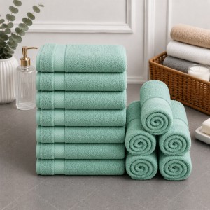 Set 12 prosoape mici, Ashley Mills, 30x50cm, din 70% bumbac pakistanez,  390g, Menta