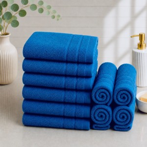 Set 10 prosoape mici, Terry, 30x50cm, din 100% bumbac pakistanez,  600g, Albastru