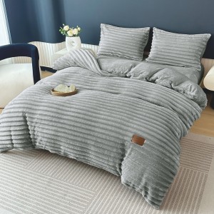 Lenjerie Deluxe, 4 Piese, Blăniță Shorthair și CoCoLiNo, cu Elastic Perimetral, Gri deschis