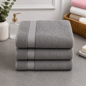 Set 3 prosoape mari, Ashley Mills, 65x130cm, din 70% bumbac pakistanez,  390g, Gri