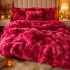 Lenjerie pat dublu, Super Pufoasa COCOLINO Fluffy, 6 piese, Grena, Degrade [4]