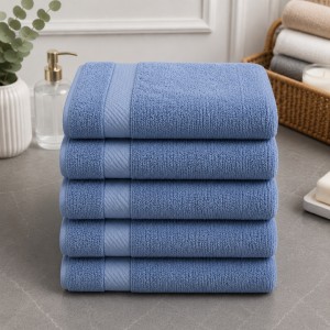 Set 5 prosoape mari, Ashley Mills, 50x85cm, din 70% bumbac pakistanez,  390g, Albastru Bleu