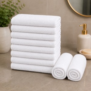 Set 10 prosoape mici, Terry, 30x50cm, din 100% bumbac pakistanez,  500g, Alb