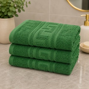 Set 3 prosoape mari, Greek Border, 70x130cm, din 100% bumbac pakistanez,  500g, Verde