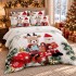 Lenjerie pat dublu, Bumbac Finet Satinat, 6 piese, Alb, Rosu, Decoratiuni de Craciun [2]