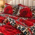 Lenjerie pat dublu cu Elastic, Super Pufoasa COCOLINO, 4 piese, animal print, trandafiri [4]
