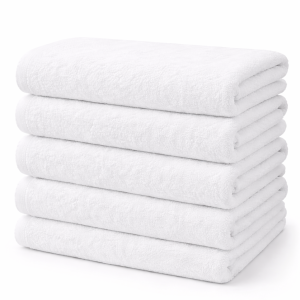 Set 5 prosoape medii 50x90cm, din 100% bumbac pakistanez,  600g, Premium Hotel Collection, Alb