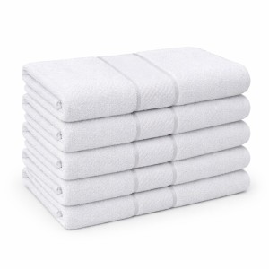 Set 5 prosoape medii 50x90cm, din 100% bumbac pakistanez, 400g, Line, Alb Set 5 prosoape medii 50x90cm, din 100% bumbac pakistanez, 400g, Line, Alb