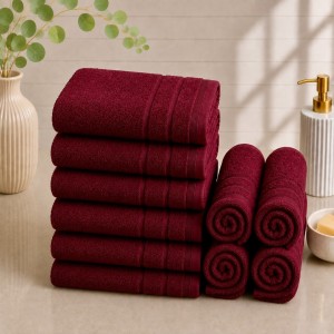 Set 10 prosoape mici, Terry, 30x50cm, din 100% bumbac pakistanez,  600g, Grena