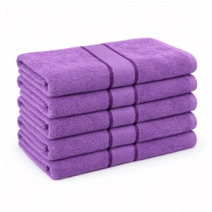 Set 5 prosoape medii 50x90cm, din 100% bumbac pakistanez, 400g, Line, Mov Set 5 prosoape medii 50x90cm, din 100% bumbac pakistanez, 400g, Line, Mov