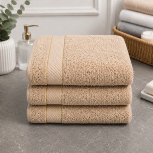 Set 3 prosoape mari, Ashley Mills, 65x130cm, din 70% bumbac pakistanez,  390g, Bej