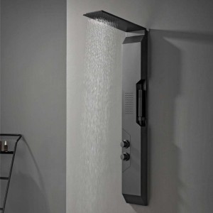 Panel de Dus cu Efect de Ploaie si Jeturi cu Masaj, Negru