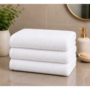 Set 3 prosoape mari, Terry, 70x130cm, din 100% bumbac pakistanez,  500g, Alb