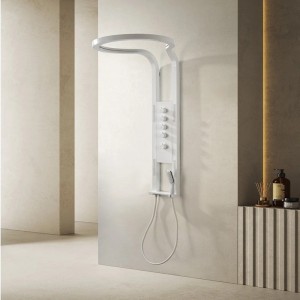 Panel de Dus Lux, Efect de Ploaie, 4 Functii Apa, Alb Mat