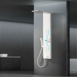 Panel de Dus cu Efect de Ploaie si Jeturi cu Masaj, LED Incorporat, Alb Mat