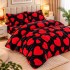 Lenjerie pat dublu cu Elastic, Super Pufoasa COCOLINO, 4 piese, negru, rosu, inimioare [2]