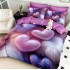 Lenjerie pat dublu, FINET, Imprimeu Digital 5D - Identic cu poza, Cu ELASTIC, 6 piese, Pucioasa, Mov, inimioare pufoase [2]