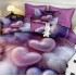 Lenjerie pat dublu, FINET, Imprimeu Digital 5D - Identic cu poza, Cu ELASTIC, 6 piese, Pucioasa, Mov, inimioare pufoase [3]