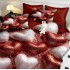Lenjerie pat dublu, FINET, Imprimeu Digital 5D - Identic cu poza, Cu ELASTIC, 6 piese, Pucioasa, Rosu, inimioare [3]