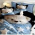 Lenjerie pat dublu, FINET, Imprimeu Digital 5D - Identic cu poza, Cu ELASTIC, 6 piese, Pucioasa, Albastru, ursuleti [3]