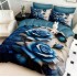 Lenjerie pat dublu, FINET, Imprimeu Digital 5D - Identic cu poza, Cu ELASTIC, 6 piese, Pucioasa, Turcuaz, trandafiri [2]