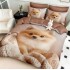 Lenjerie pat dublu, FINET, Imprimeu Digital 5D - Identic cu poza, Cu ELASTIC, 6 piese, Pucioasa, Crem, pomeranian [2]