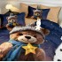 Lenjerie pat dublu, FINET, Imprimeu Digital 5D - Identic cu poza, Cu ELASTIC, 6 piese, Pucioasa, Maro, Albastru, ursulet [3]