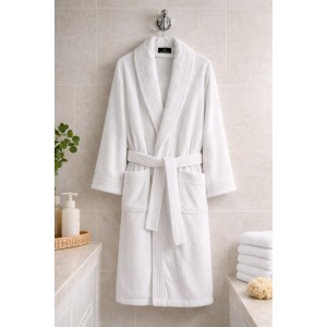 Halat de Baie Unisex din bumbac 100%, 500g – moale, absorbant și confortabil, Alb, Masura XXL Halat de Baie Unisex din bumbac 100%, 500g – moale, absorbant și confortabil, Alb, Masura XXL