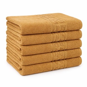 Set 5 prosoape medii 50x90cm, din 100% bumbac pakistanez, 500g, Mustar Set 5 prosoape medii 50x90cm, din 100% bumbac pakistanez, 500g, Mustar