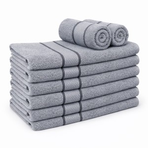 Set 8 prosoape mici 30x50cm, din 100% bumbac pakistanez, 400g, Line, Gri Set 8 prosoape mici 30x50cm, din 100% bumbac pakistanez, 400g, Line, Gri