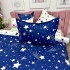 Lenjerie pat dublu, Finet, 6 piese, Albastru, stelute [4]