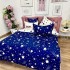 Lenjerie pat dublu, Finet, 6 piese, Albastru, stelute [8]