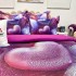Lenjerie pat dublu, FINET, Imprimeu Digital 5D - Identic cu poza, Cu ELASTIC, 6 piese, Pucioasa, Mov, inimioare pufoase [12]