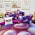 Lenjerie pat dublu, FINET, Imprimeu Digital 5D - Identic cu poza, Cu ELASTIC, 6 piese, Pucioasa, Mov, inimioare pufoase [11]