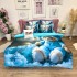 Lenjerie pat dublu, FINET, Imprimeu Digital 5D - Identic cu poza, Cu ELASTIC, 6 piese, Pucioasa, Bleu, ursuleti [6]