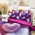 Lenjerie pat dublu, FINET, Imprimeu Digital 5D - Identic cu poza, Cu ELASTIC, 6 piese, Pucioasa, Mov, inimioare pufoase [14]