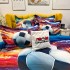Lenjerie pat dublu, FINET, Imprimeu Digital 5D - Identic cu poza, Cu ELASTIC, 6 piese, Pucioasa, Multicolor, minge de fotbal [7]