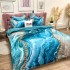 Lenjerie pat dublu, FINET, Imprimeu Digital 5D - Identic cu poza, Cu ELASTIC, 6 piese, Pucioasa, Turcuaz, abstract, elegant [6]