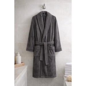 Halat de Baie Unisex din bumbac 100%, 500g – moale, absorbant și confortabil, Gri, Masura XXL Halat de Baie Unisex din bumbac 100%, 500g – moale, absorbant și confortabil, Gri, Masura XXL