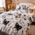Lenjerie pat dublu, Super Pufoasa COCOLINO Fluffy, 6 piese, Alb, Negru, fluturi [3]