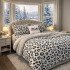 Lenjerie pat dublu, din Blanita Cocolino Sherpa, cu ELASTIC, 4 piese, Alb, Leopard Print [2]