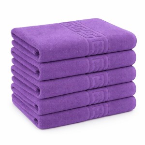 Set 5 prosoape medii 50x90cm, din 100% bumbac pakistanez, 500g, Mov Set 5 prosoape medii 50x90cm, din 100% bumbac pakistanez, 500g, Mov