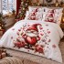 Lenjerie pat dublu, Bumbac Finet Satinat, 6 piese, Alb, Rosu, Gnom [2]