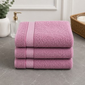 Set 3 prosoape mari, Ashley Mills, 65x130cm, din 70% bumbac pakistanez,  390g, Roz