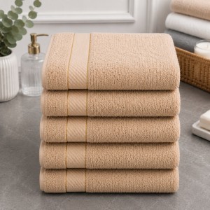 Set 5 prosoape mari, Ashley Mills, 50x85cm, din 70% bumbac pakistanez,  390g, Bej