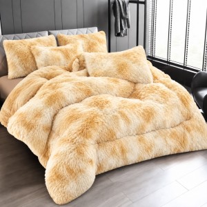  Pilota Cocolino Fluffy, 200x230cm si 2 fete de perna 50x70cm, Galben Degrade