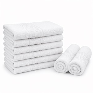 Set 8 prosoape mici 30x50cm, din 100% bumbac pakistanez,  500g, Alb